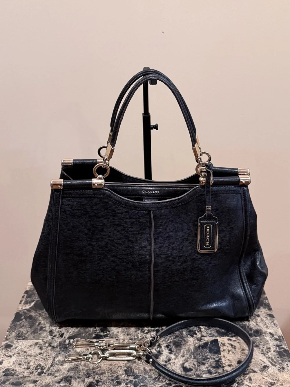 Coach Madison Caroline Black Leather Carryall Satche